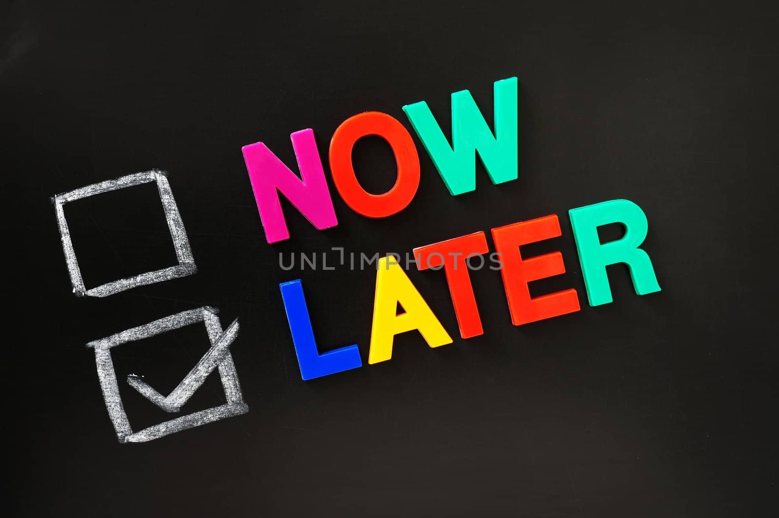Now and later check boxes with later checked