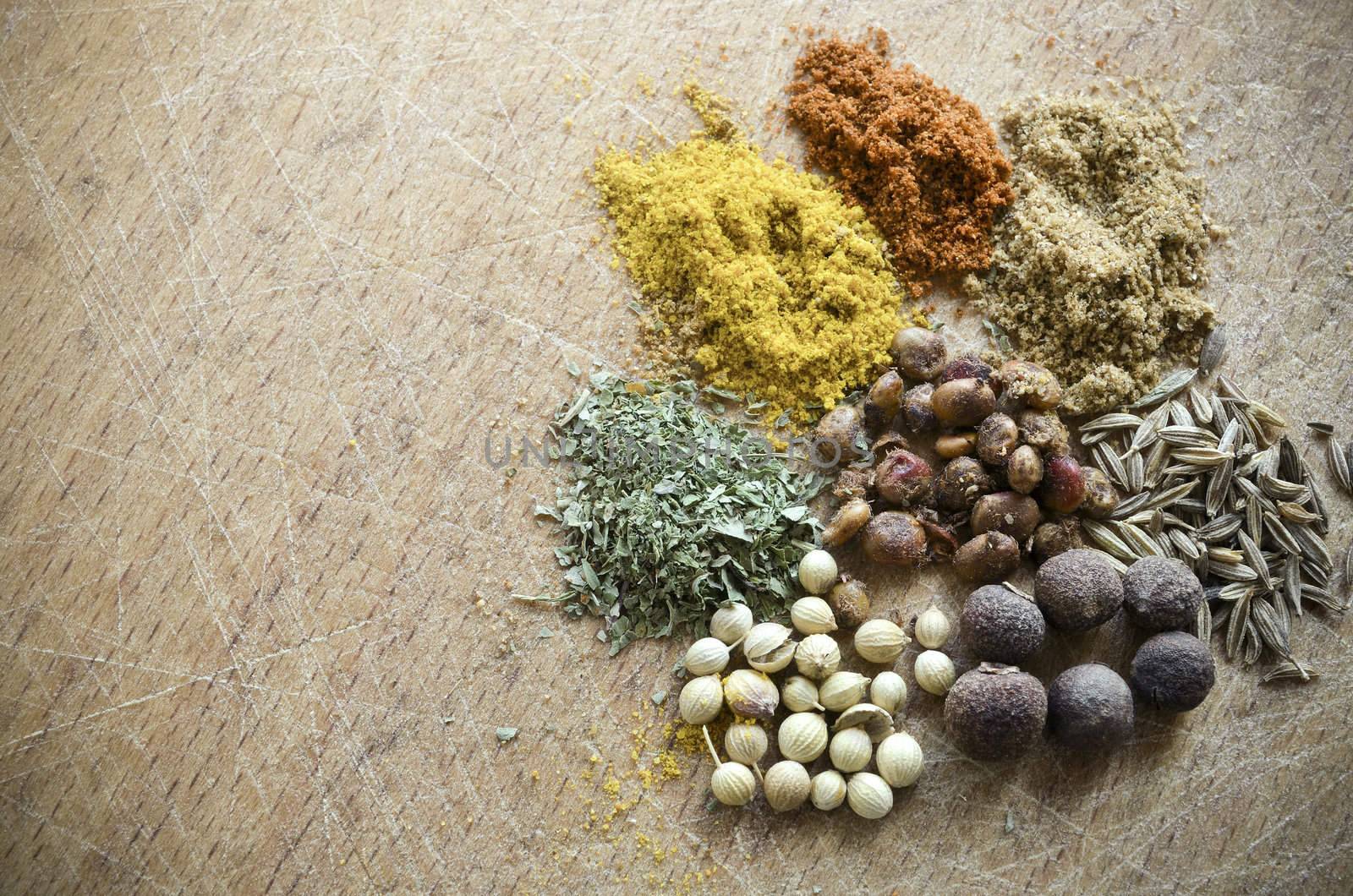 Spices on wooden  background by silent47