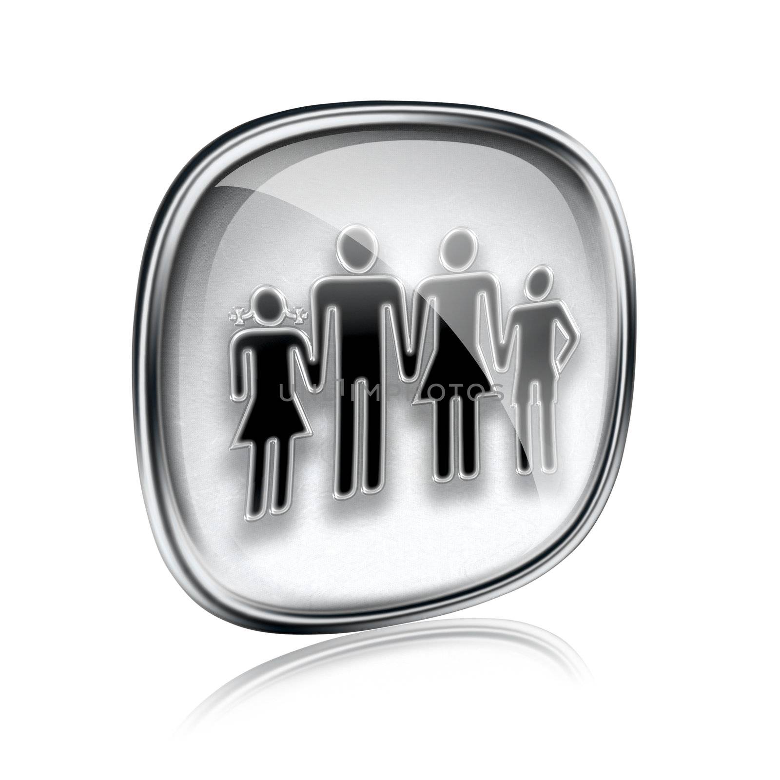 family icon grey glass, isolated on white background. by zeffss