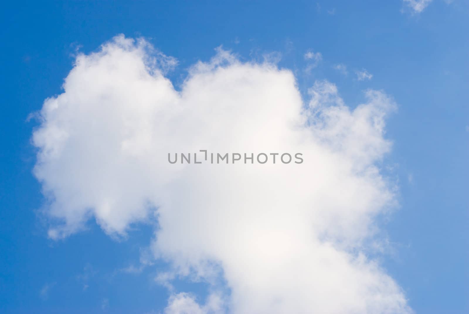 A large white cloud in the blue sky