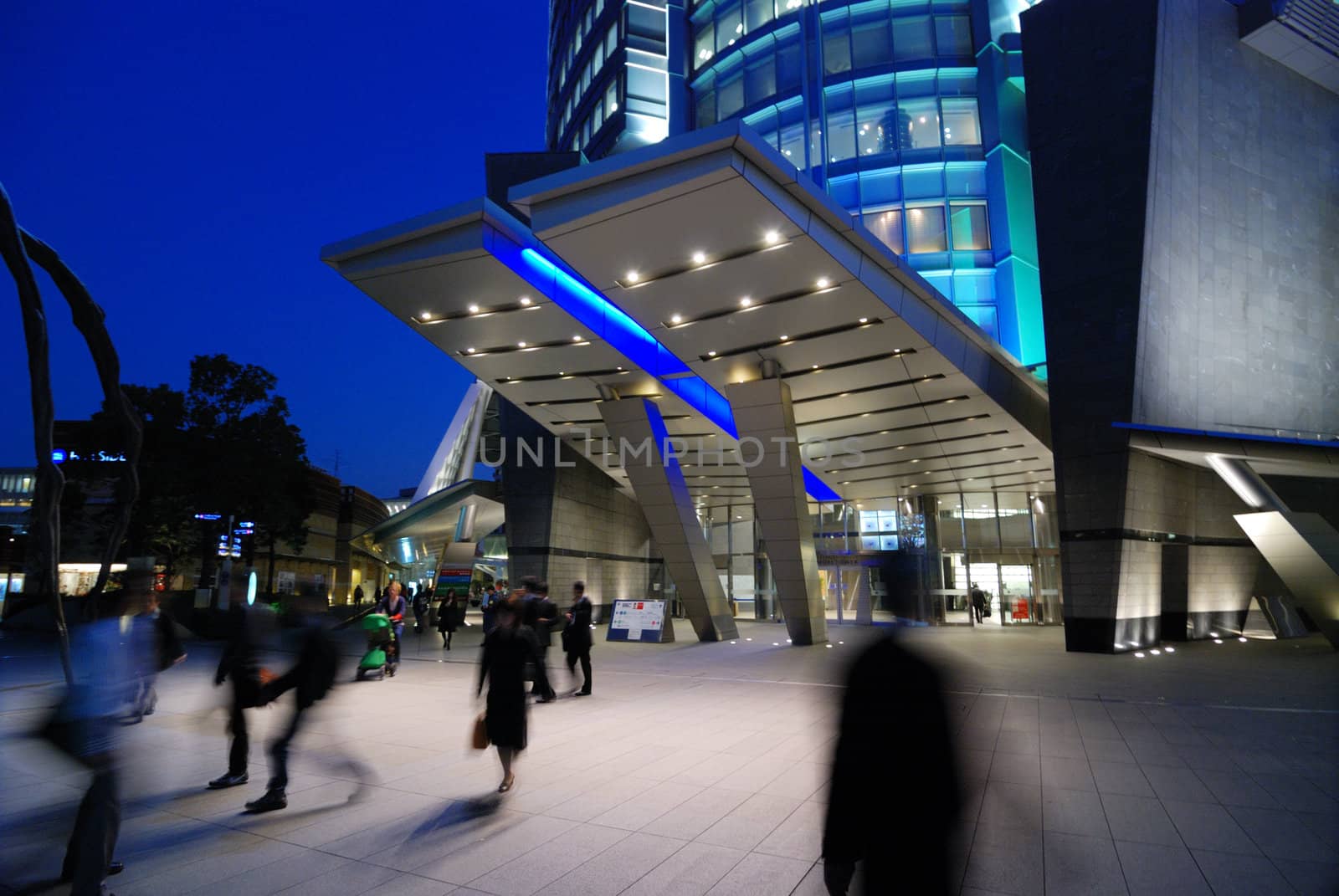 people motion at Mori Tower entrance at Roppongi Hills, one of the famous Tokyo landmarks