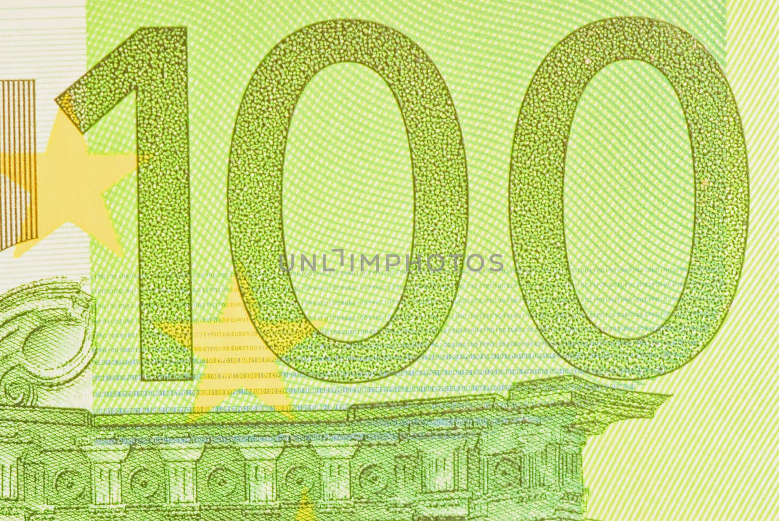 Enlarged fragment station 100 euro banknotes