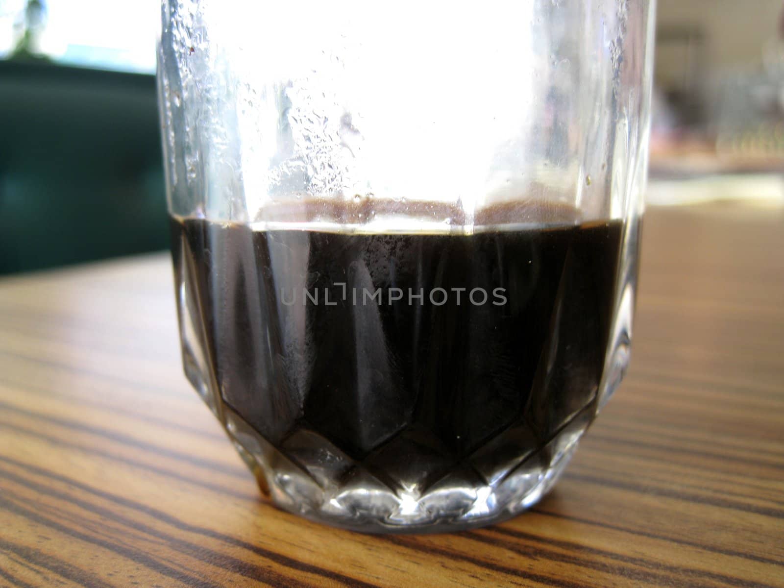 close up view for a coffee in a glass