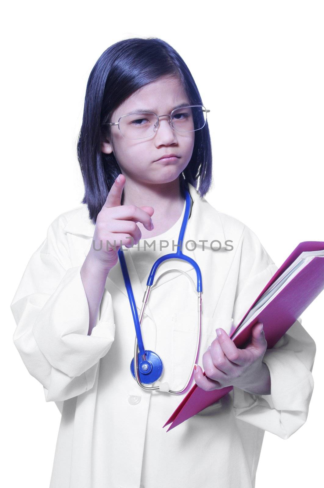 Child playing stern doctor