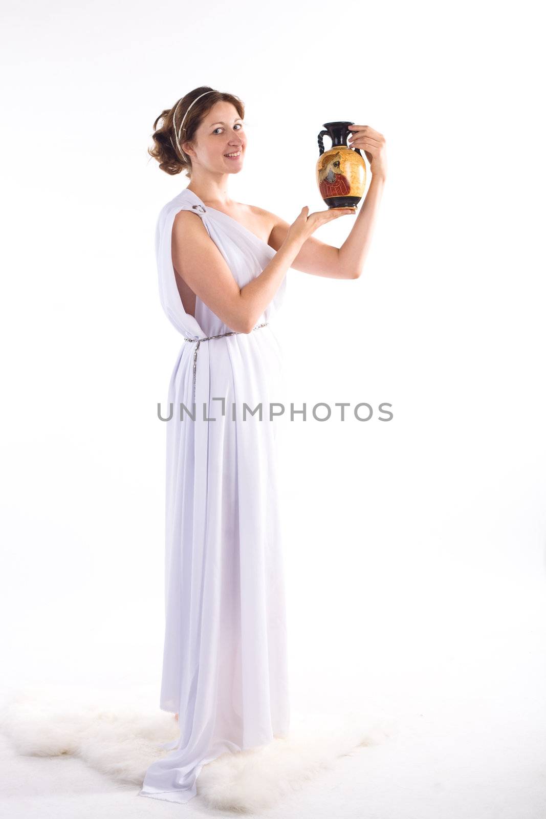 Lady in white handing jug by foaloce