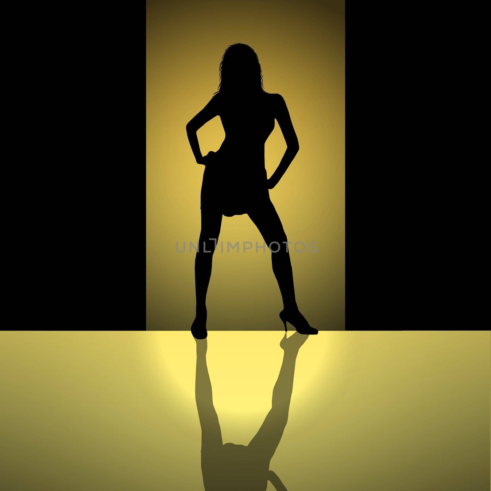 silhouette of a woman - yellow light