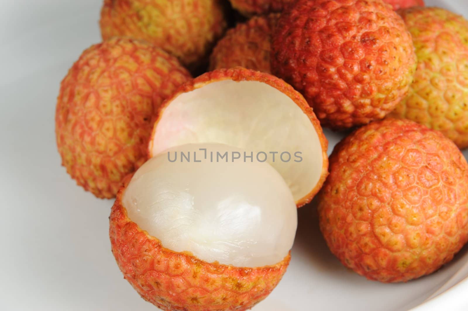 Litchi on the white plate