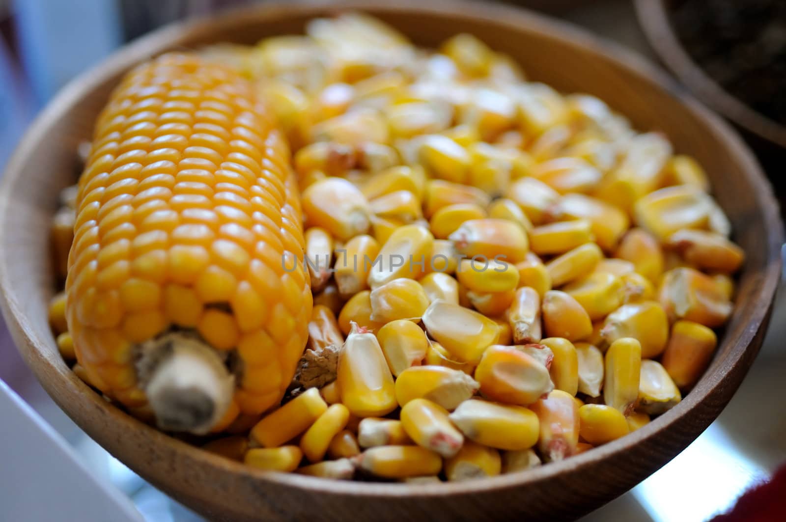 Fresh corn in small counteiner