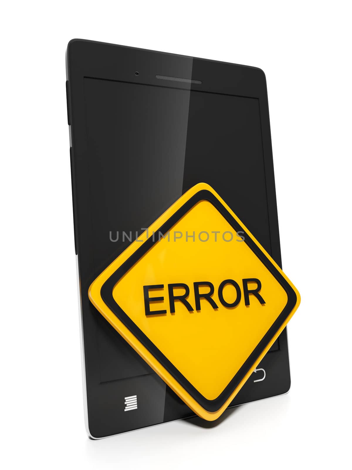 Mobile phone with a sign error. Mobile phones