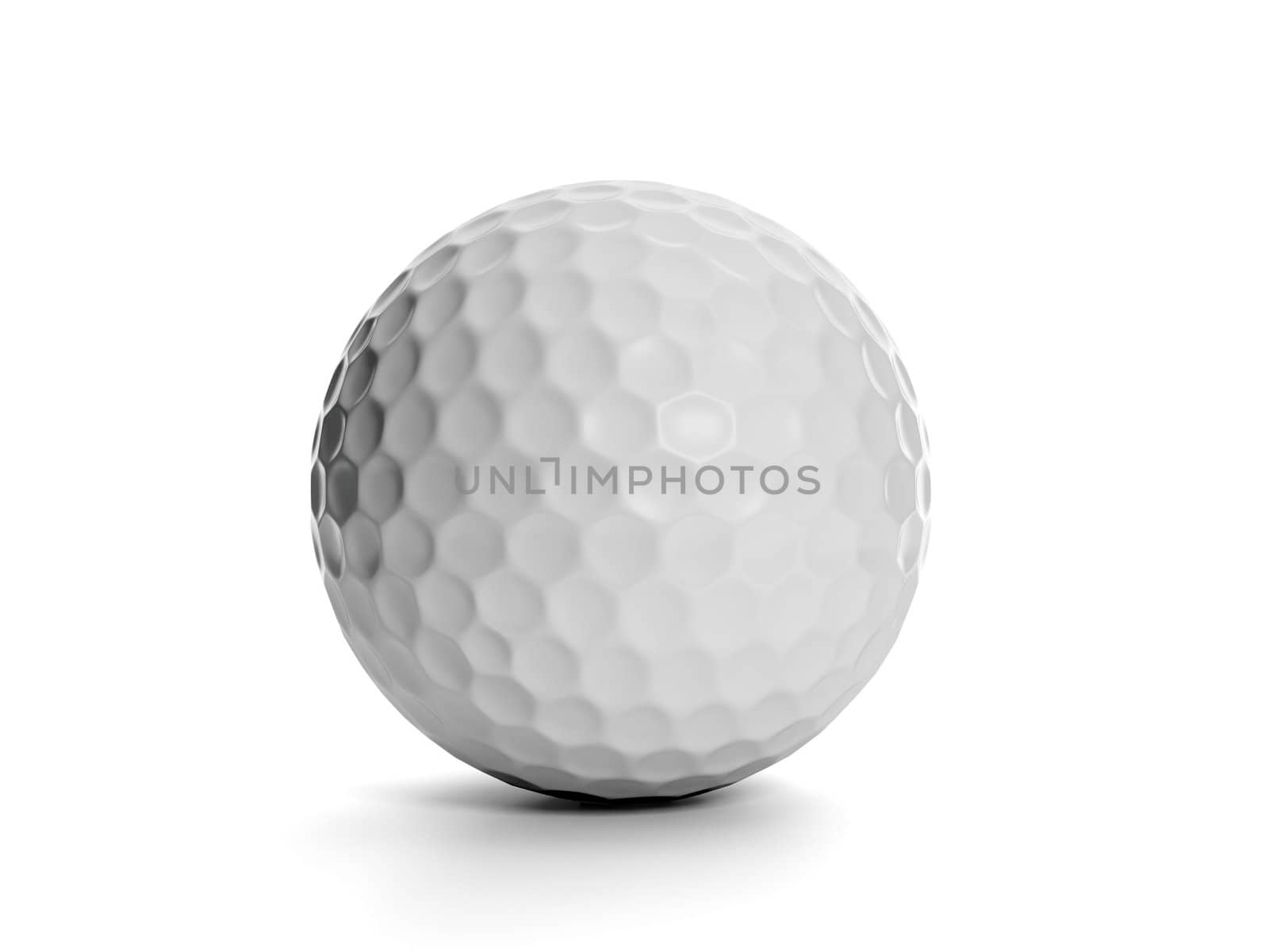 Golf ball close-up on white background