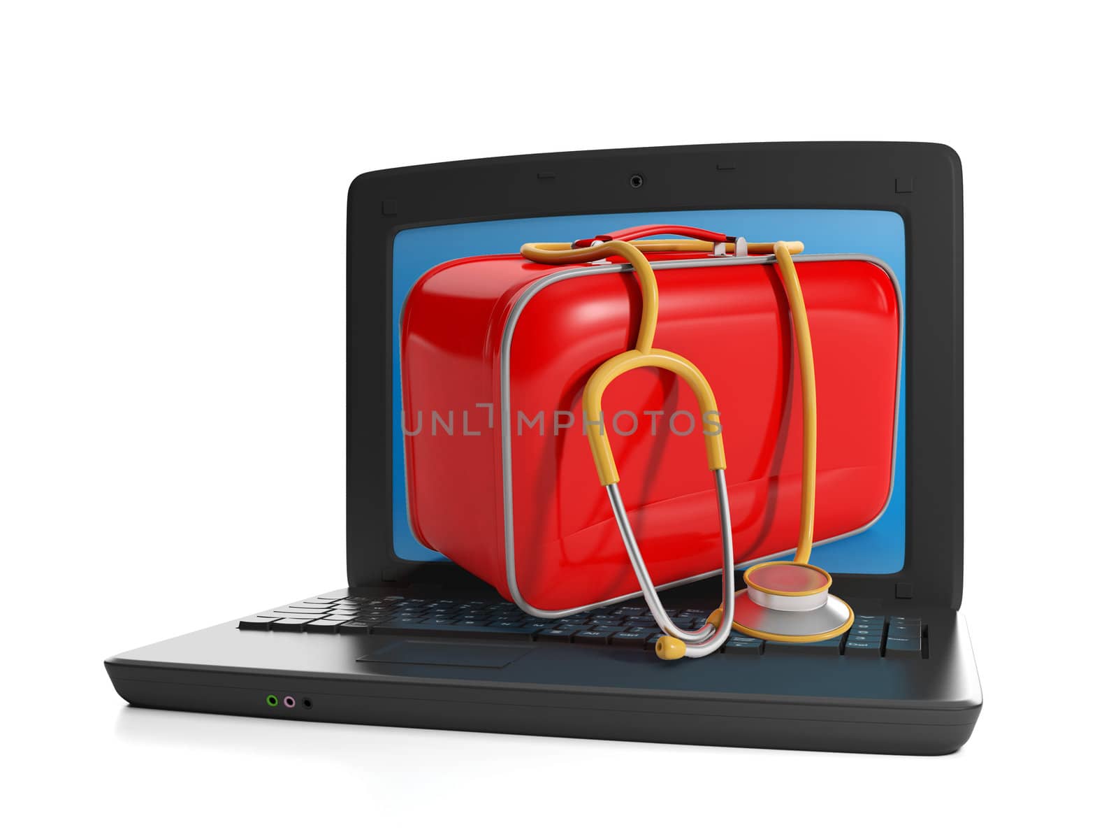 3d illustration of computer technologies. First-aid kit and a la by kolobsek