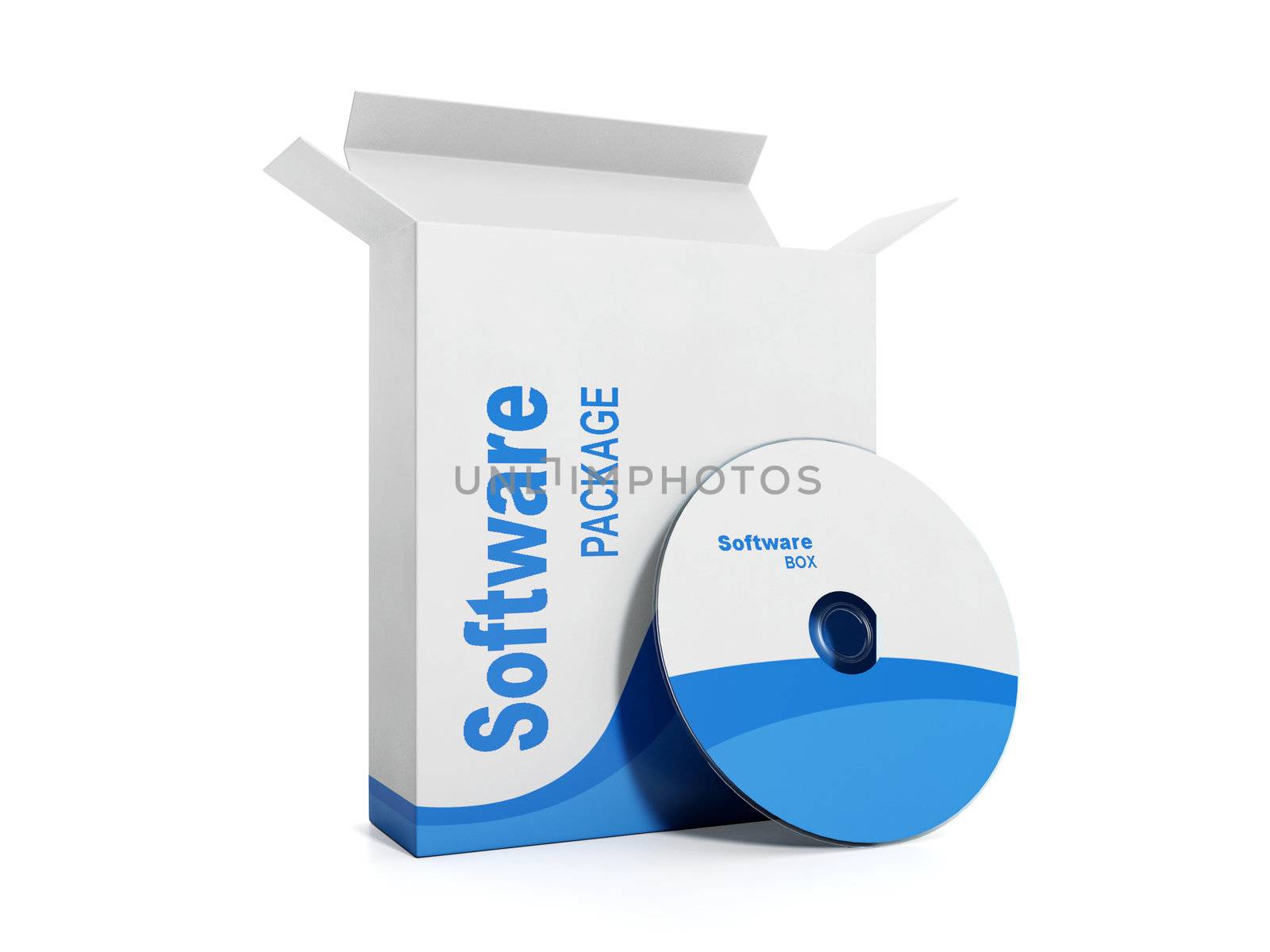 3d illustration, licensed software. box with a soft disc by kolobsek