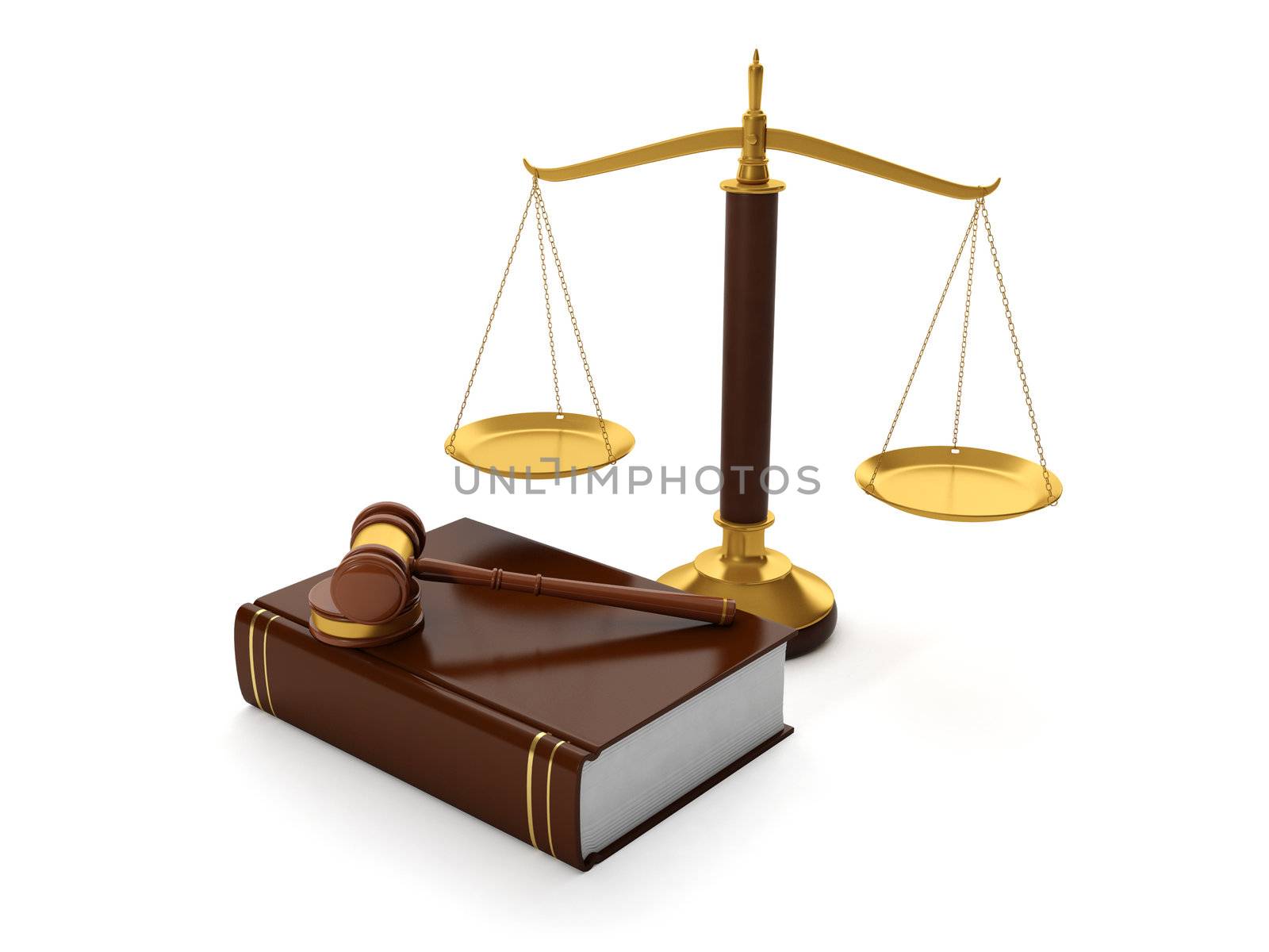 3d illustration: Legal aid. trial balance and the hammer of the  by kolobsek