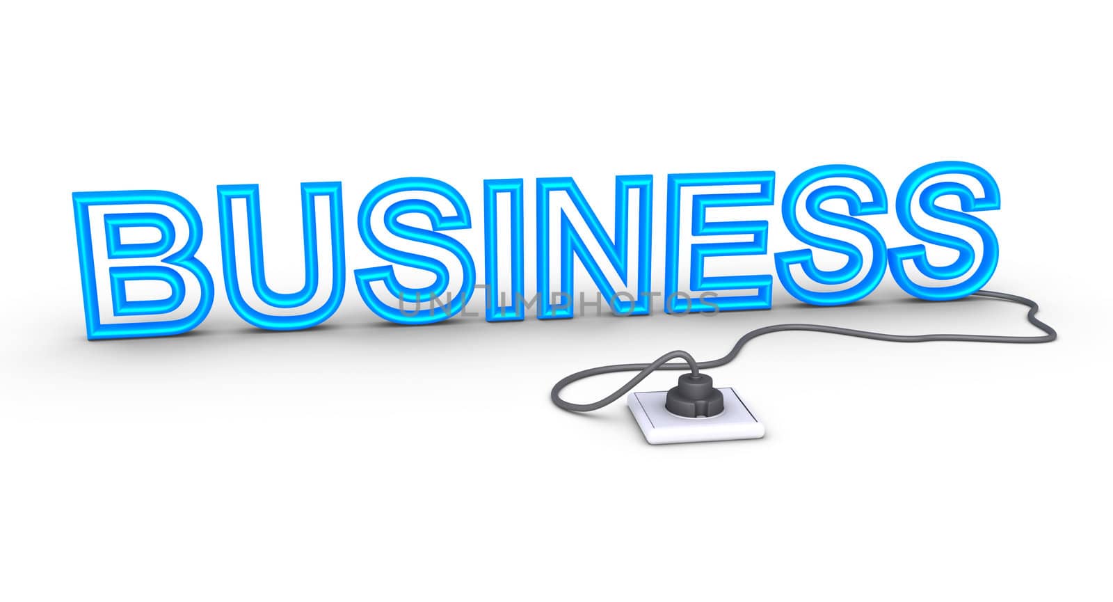 3d business word is plugged in