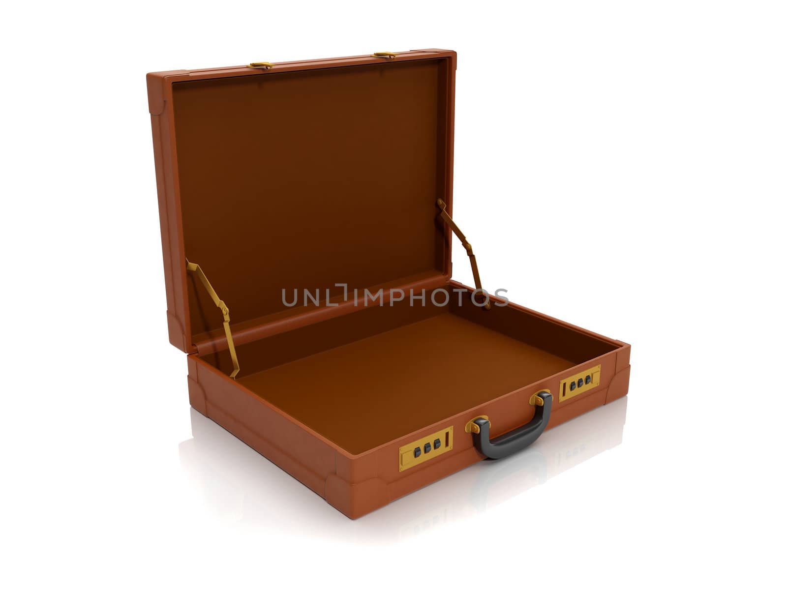 3d illustration: Leather briefcase close-up. Business