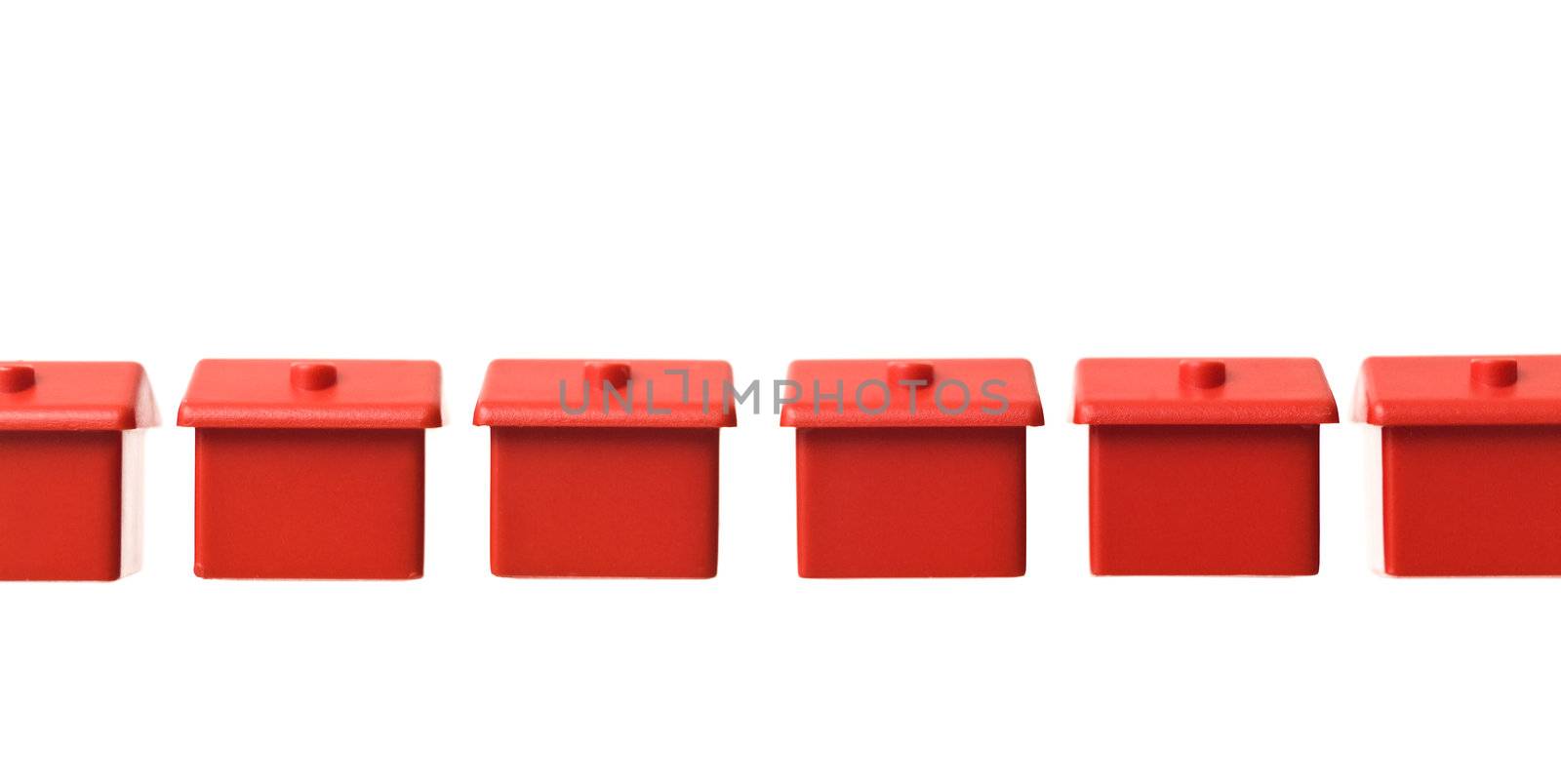 Row of Toy house on white background