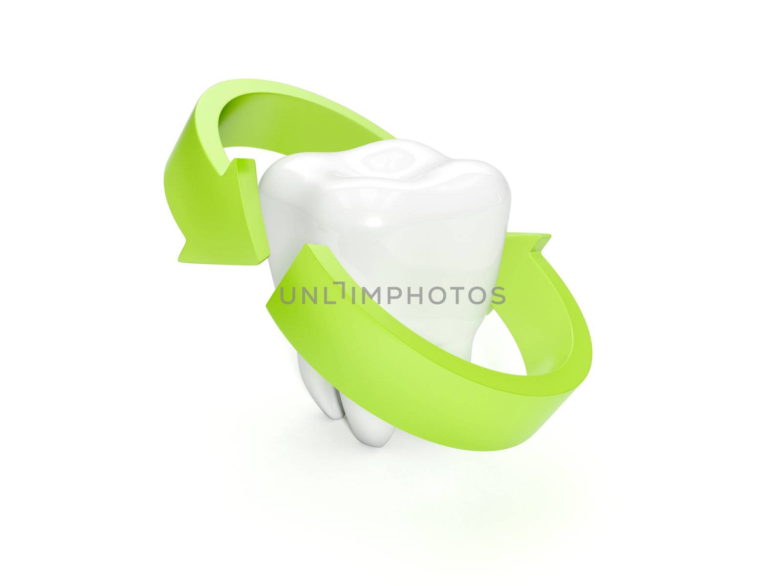 3d illustration: Protection of teeth and their conservation by kolobsek