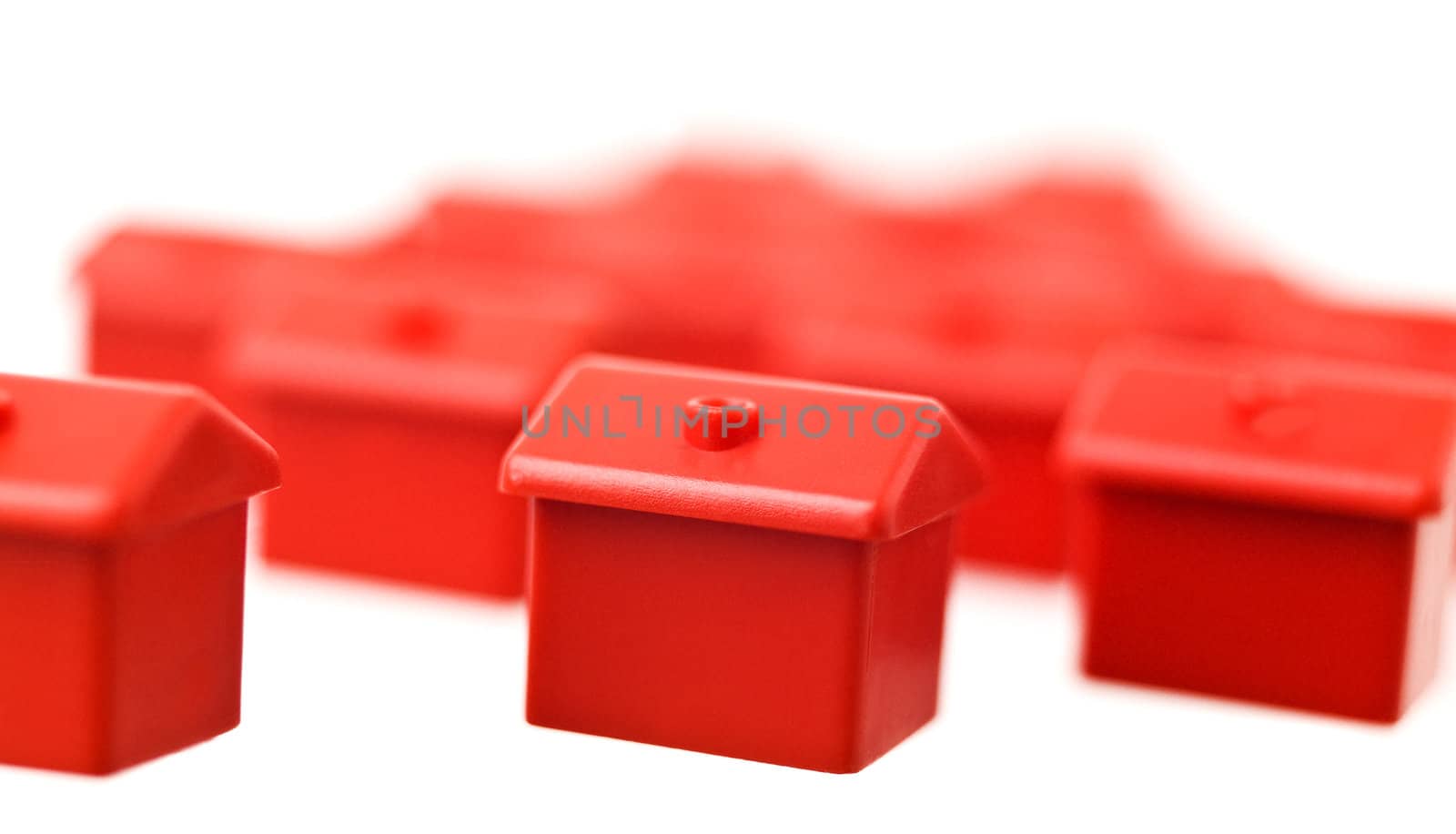 Group of Red Toy Hous on white background