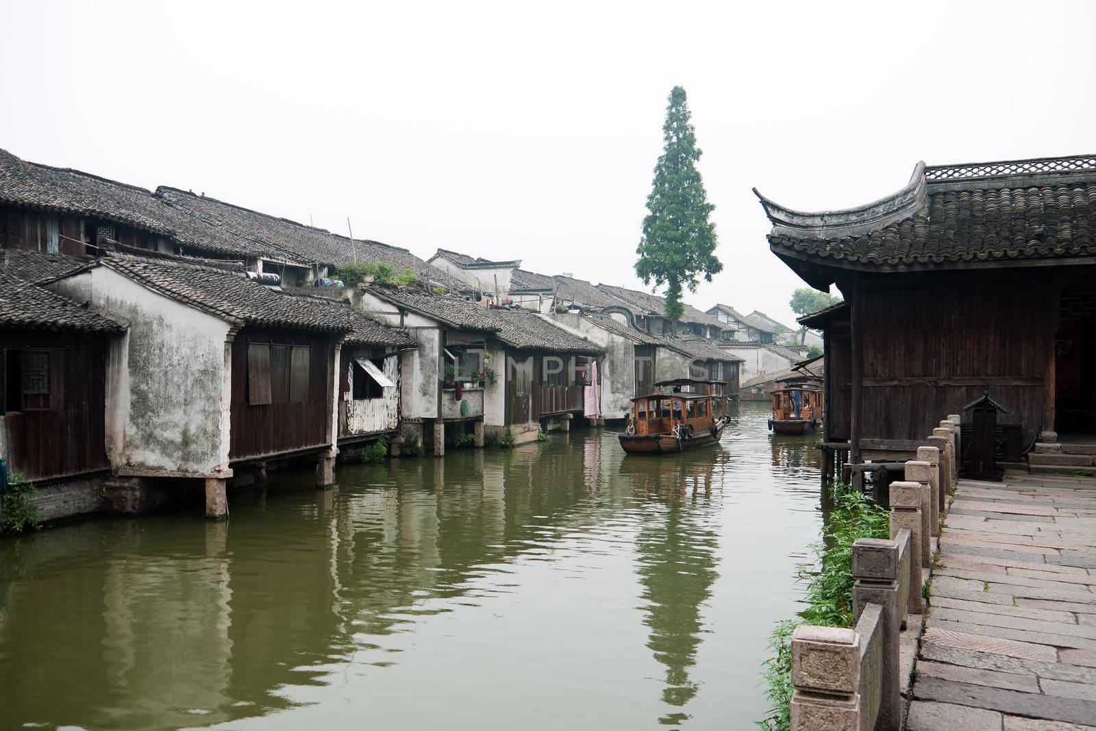 Ancient building near the river in Wuzhen town, Zhejiang province, China