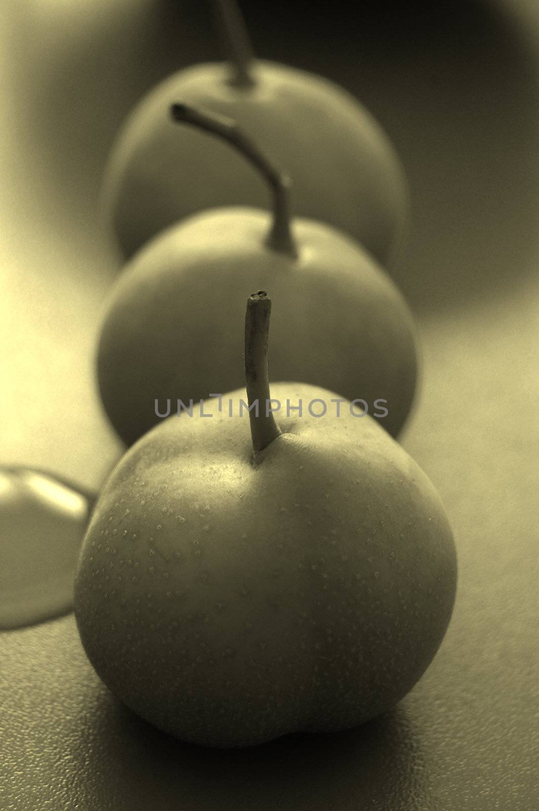 three pears, monochrome