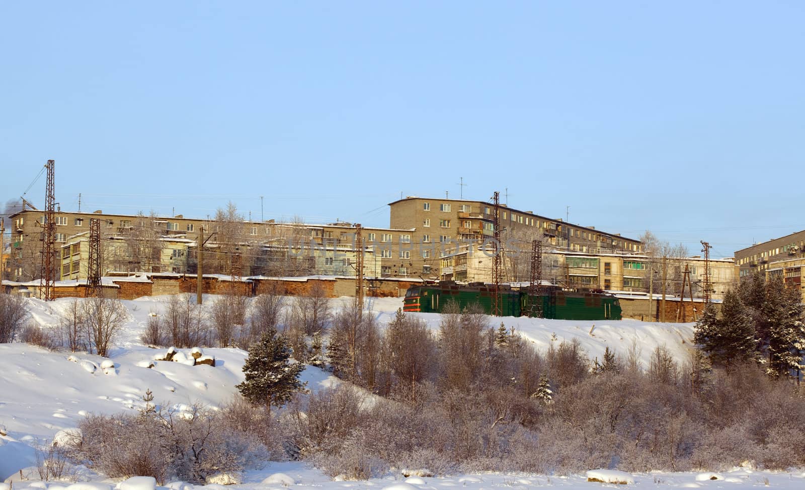 Outskirts of the city in northern Russia. winter Landscape