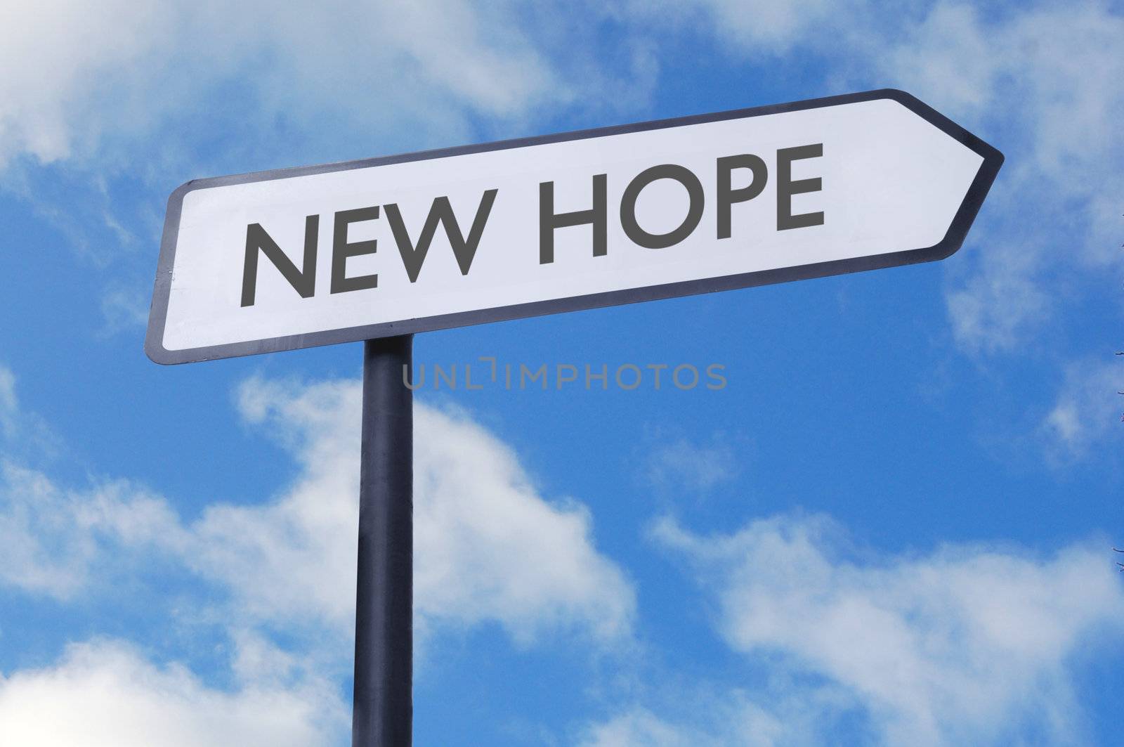 New hope street sign with blue sky in the background