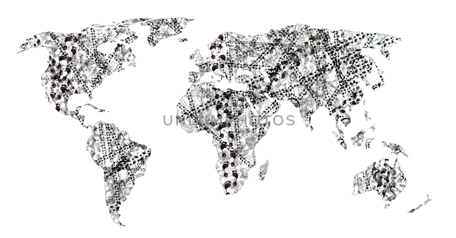 Abstract image of the human tracks on the world - world-travelling