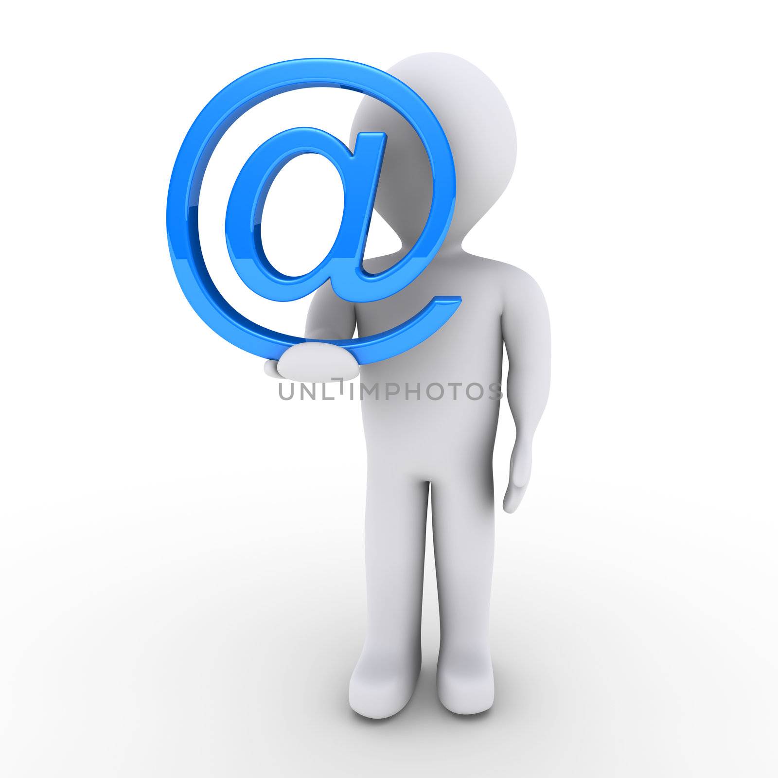 3d person holding an e-mail symbol in his hand