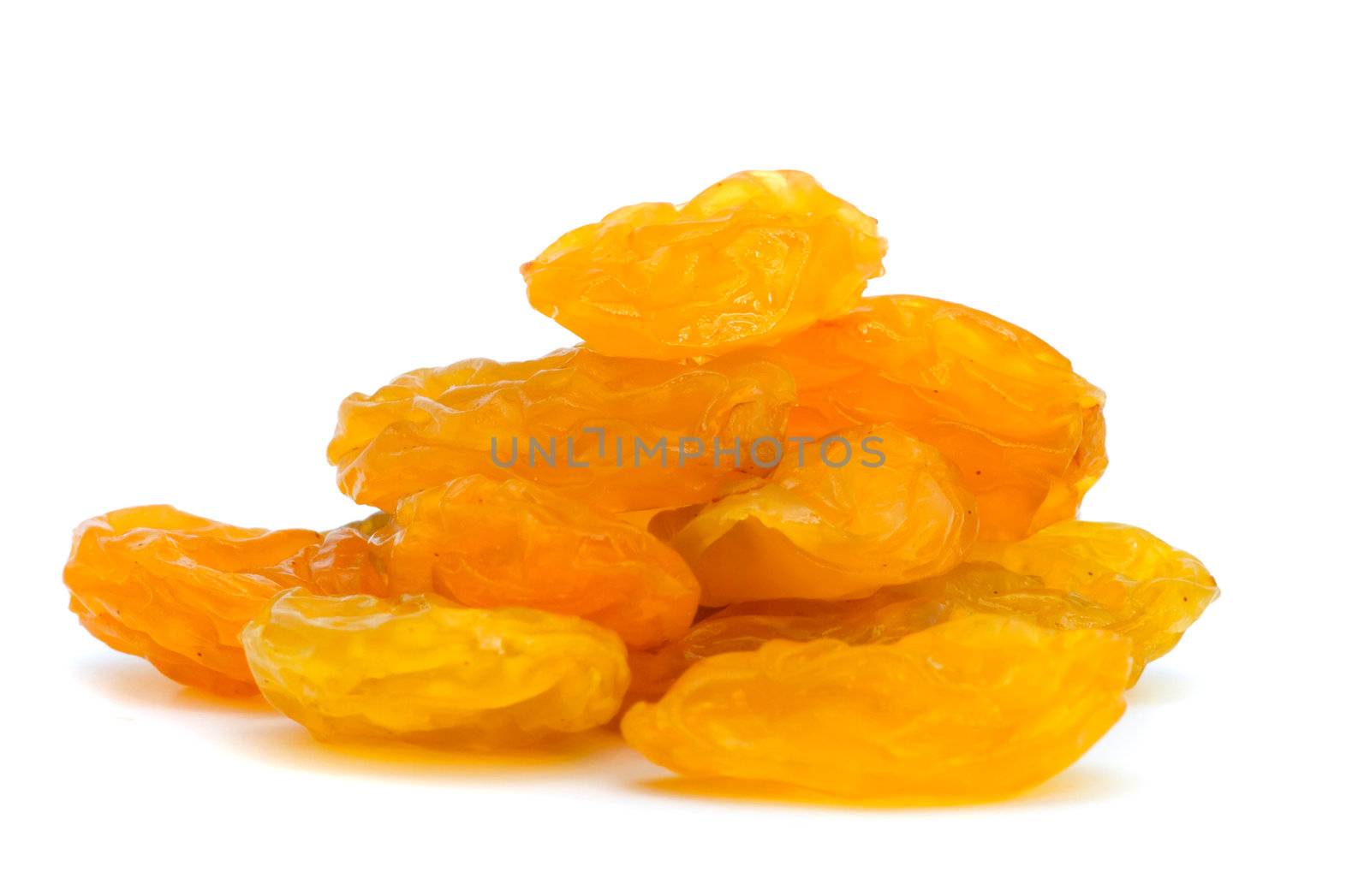 Close-up raisins (sultana) isolated on white 