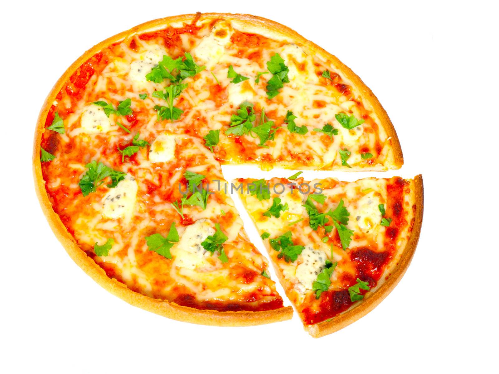 Pizza on white background