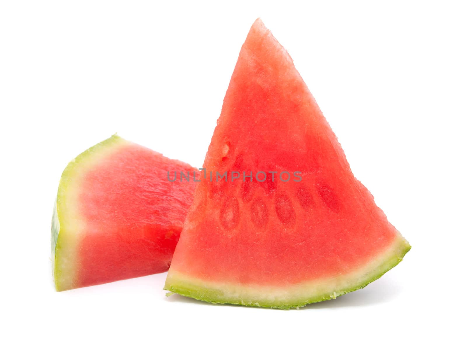 two slice of water-melon on white background  by motorolka