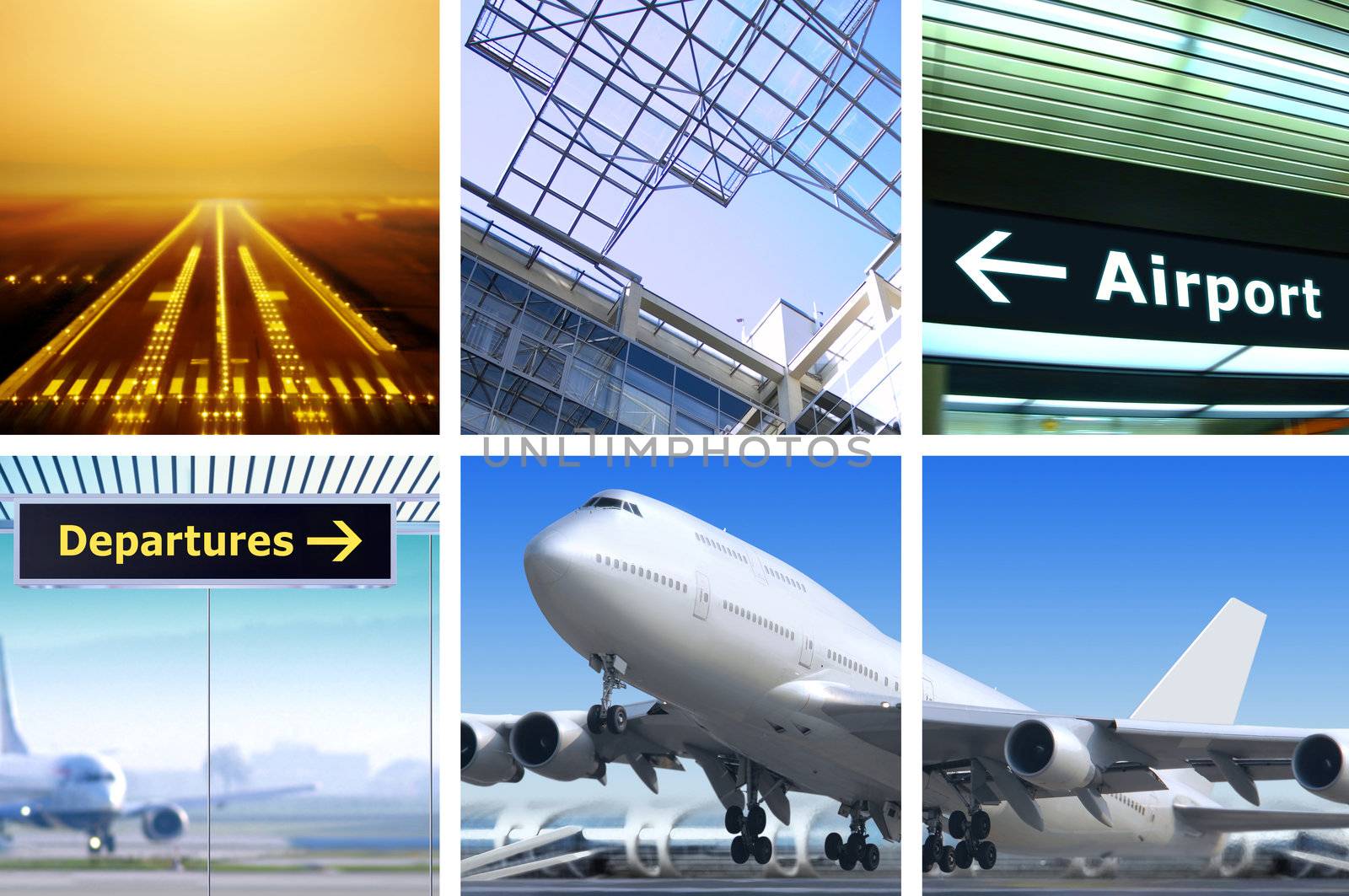 collage of air transportation with details and accessories