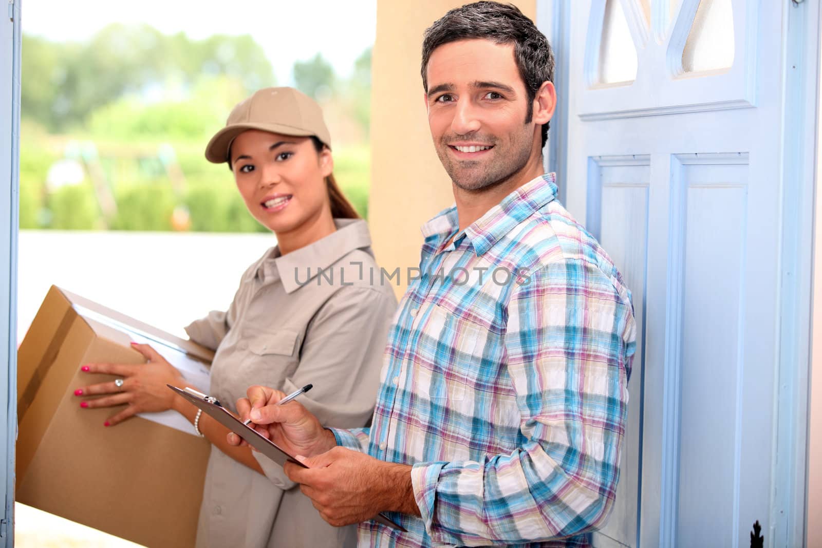 Woman delivering parcel