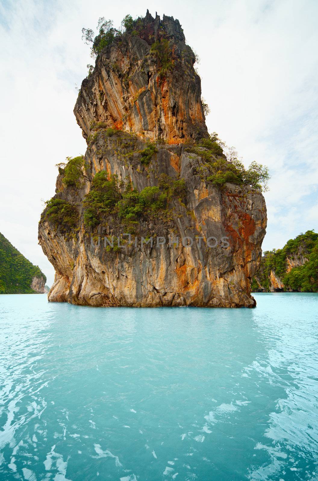 The high limestone island in the ocean - the coast of Thailand, Phuket