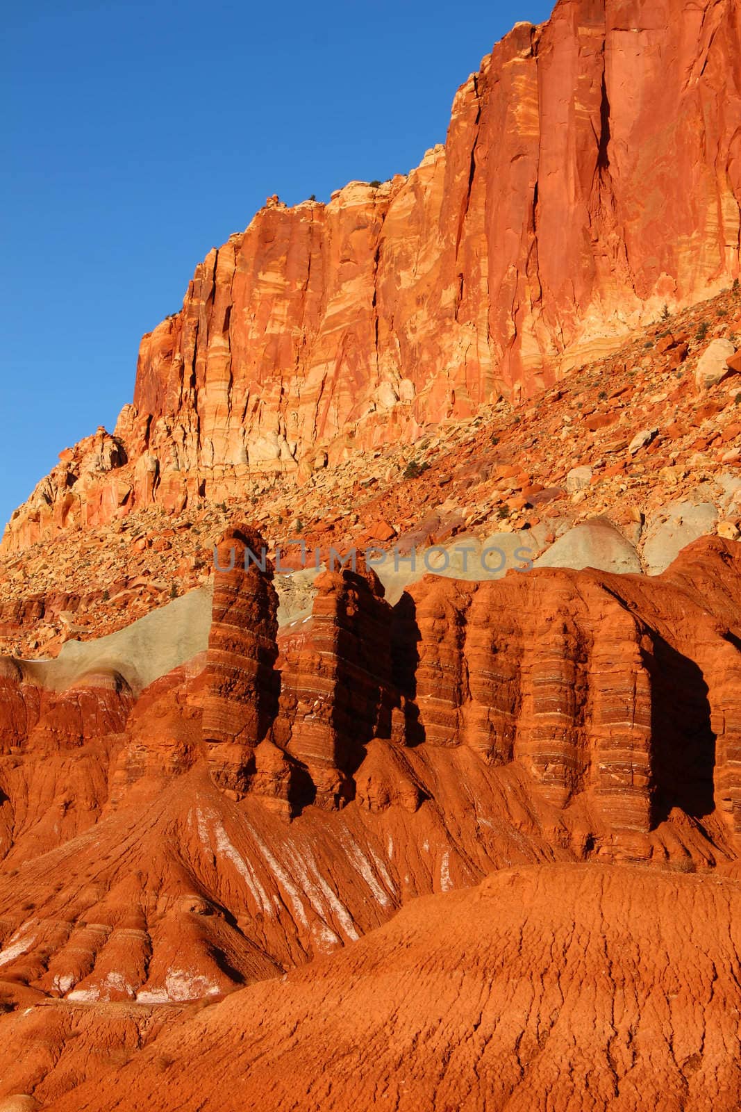 Cliffs of red rock at Capitol Reef National Park in Utah.