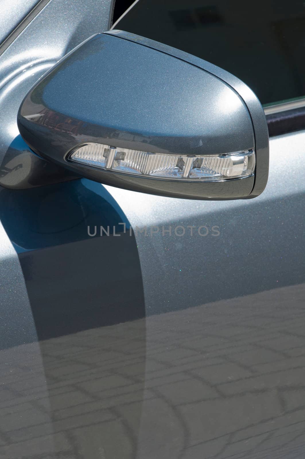 modern car blinker on a gray metallic sports car