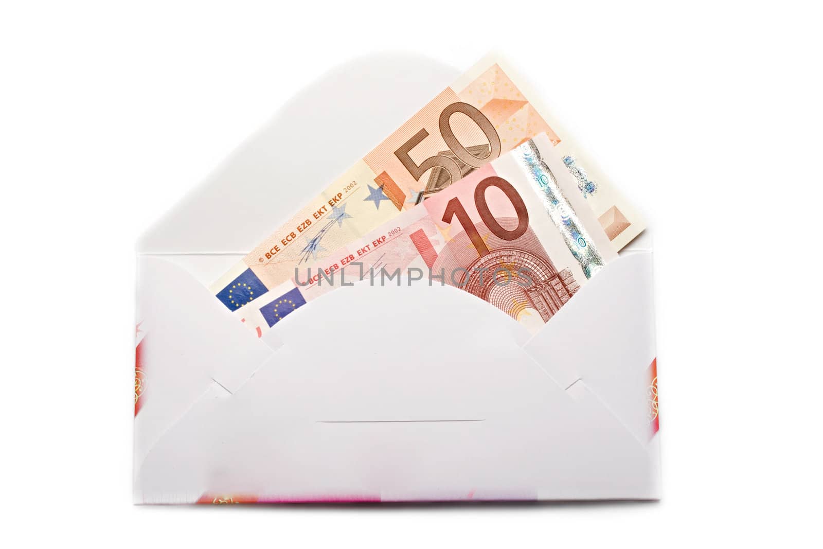 Envelope with euro isolated on white