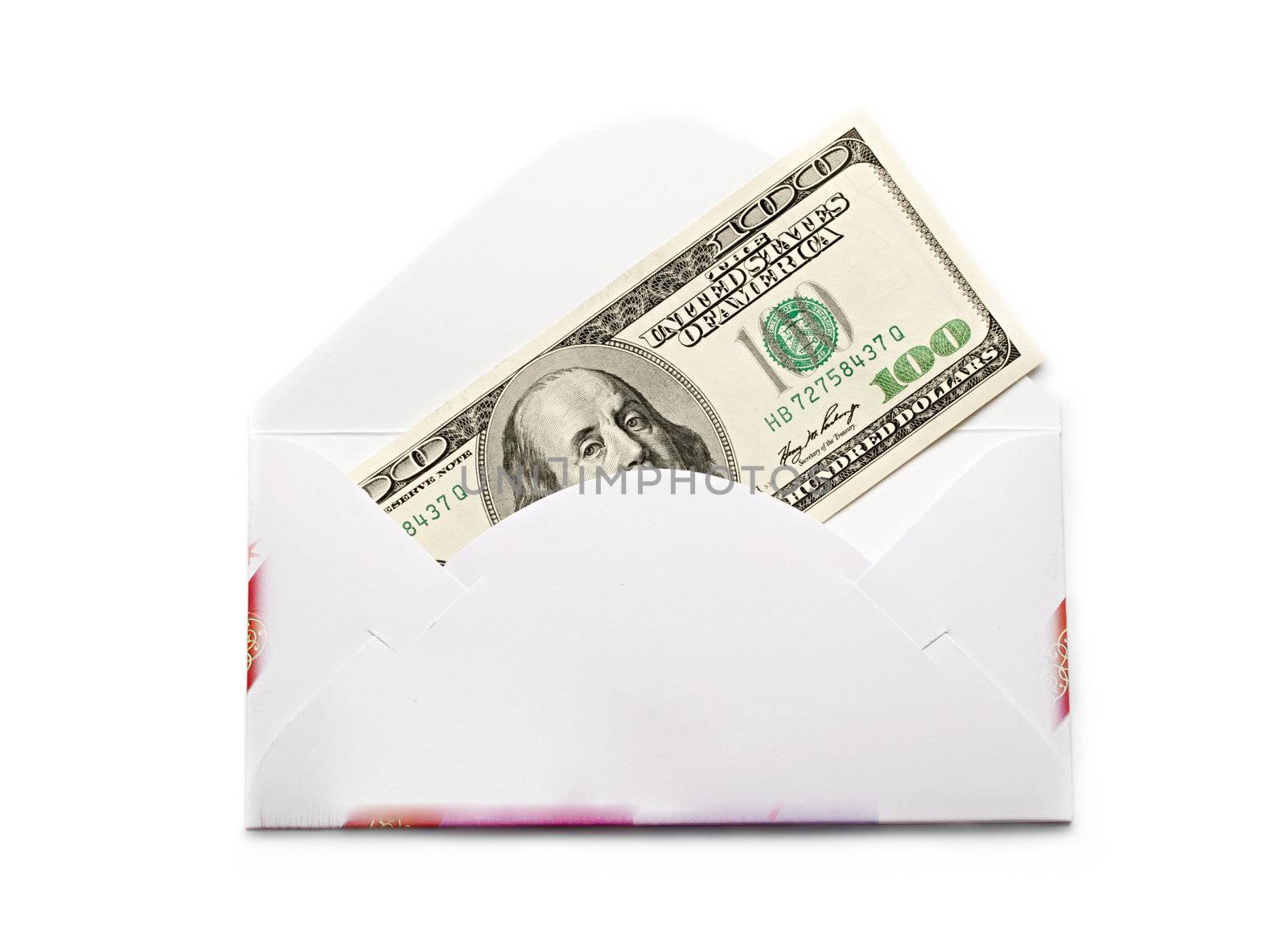 Envelope with dollars isolated on white