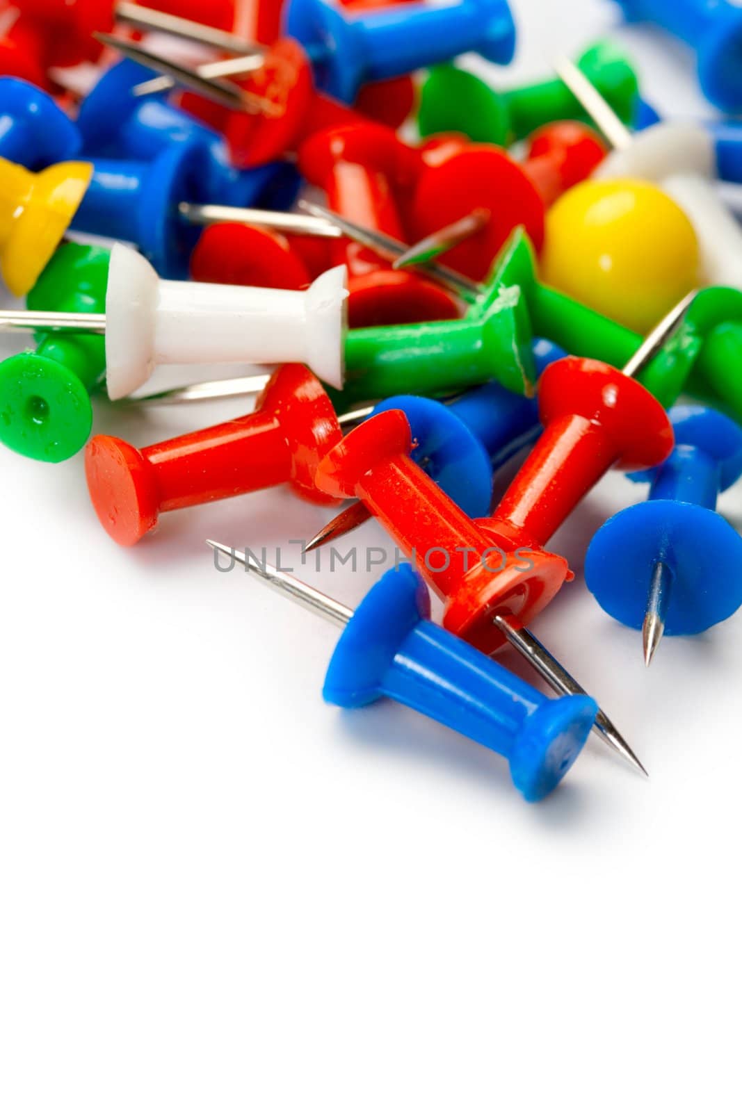 Push pins isolated on white
