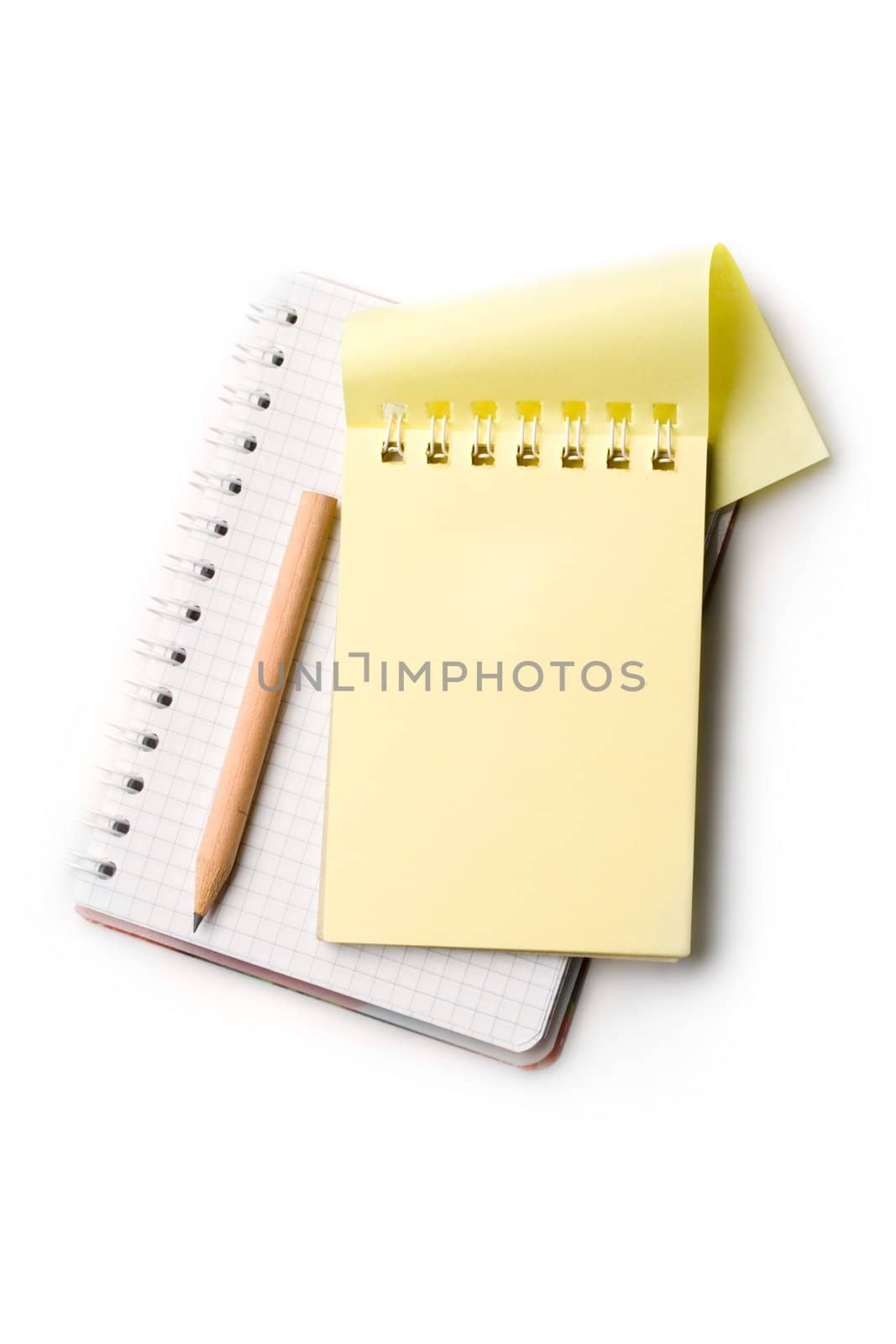 Notepad, pencil, isolated on white by Garsya