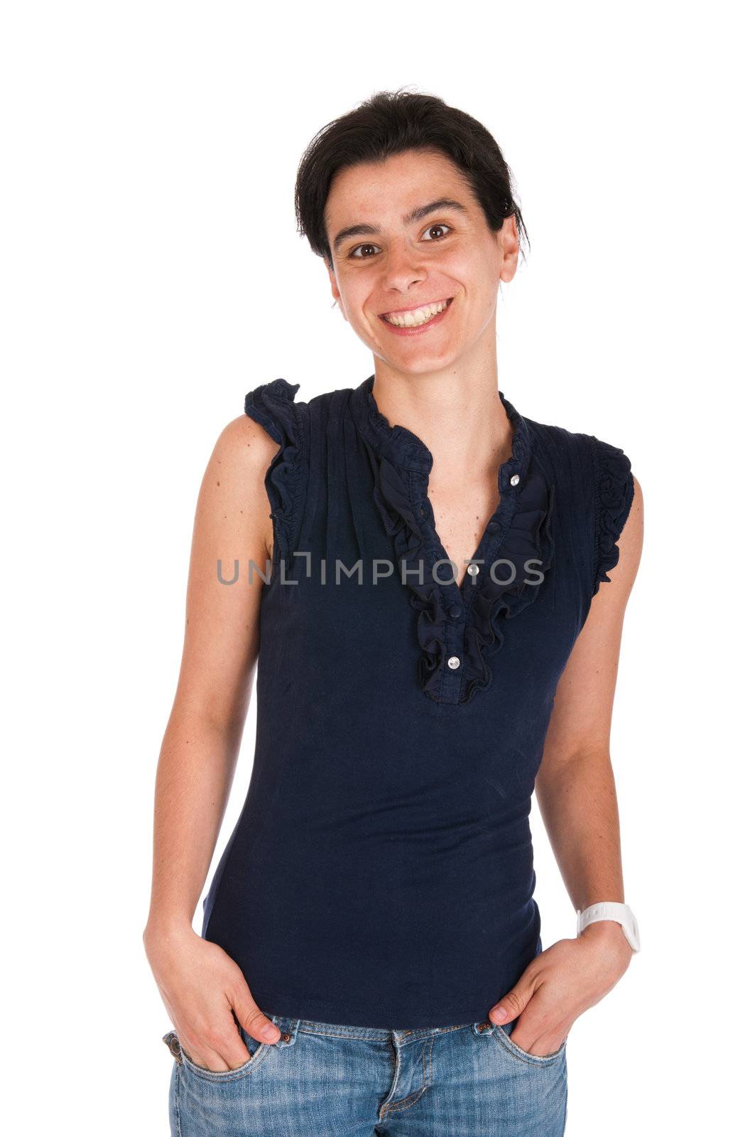 smiling casual woman portrait isolated on white background 