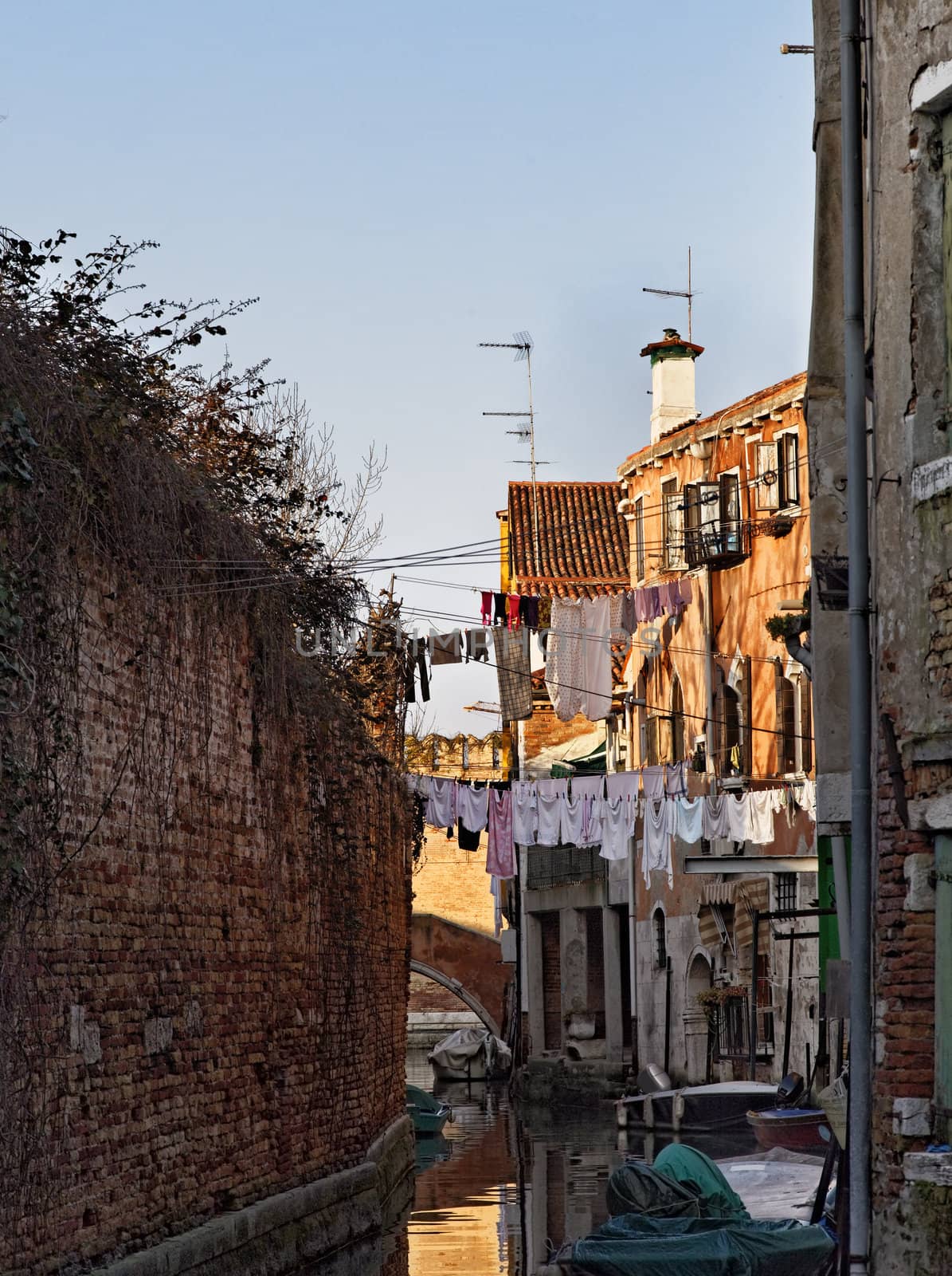 Image of a small hidden canal in Venice,Italy