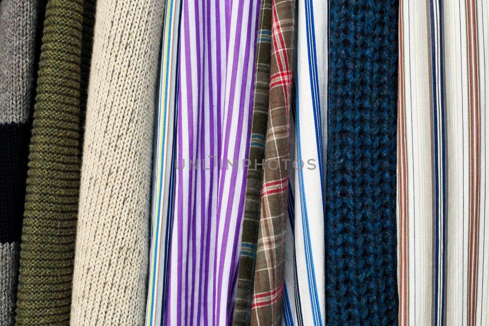 Close up of clothes hanging as a background image