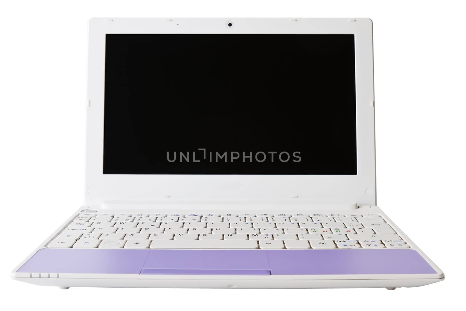 White laptop isolated on white background