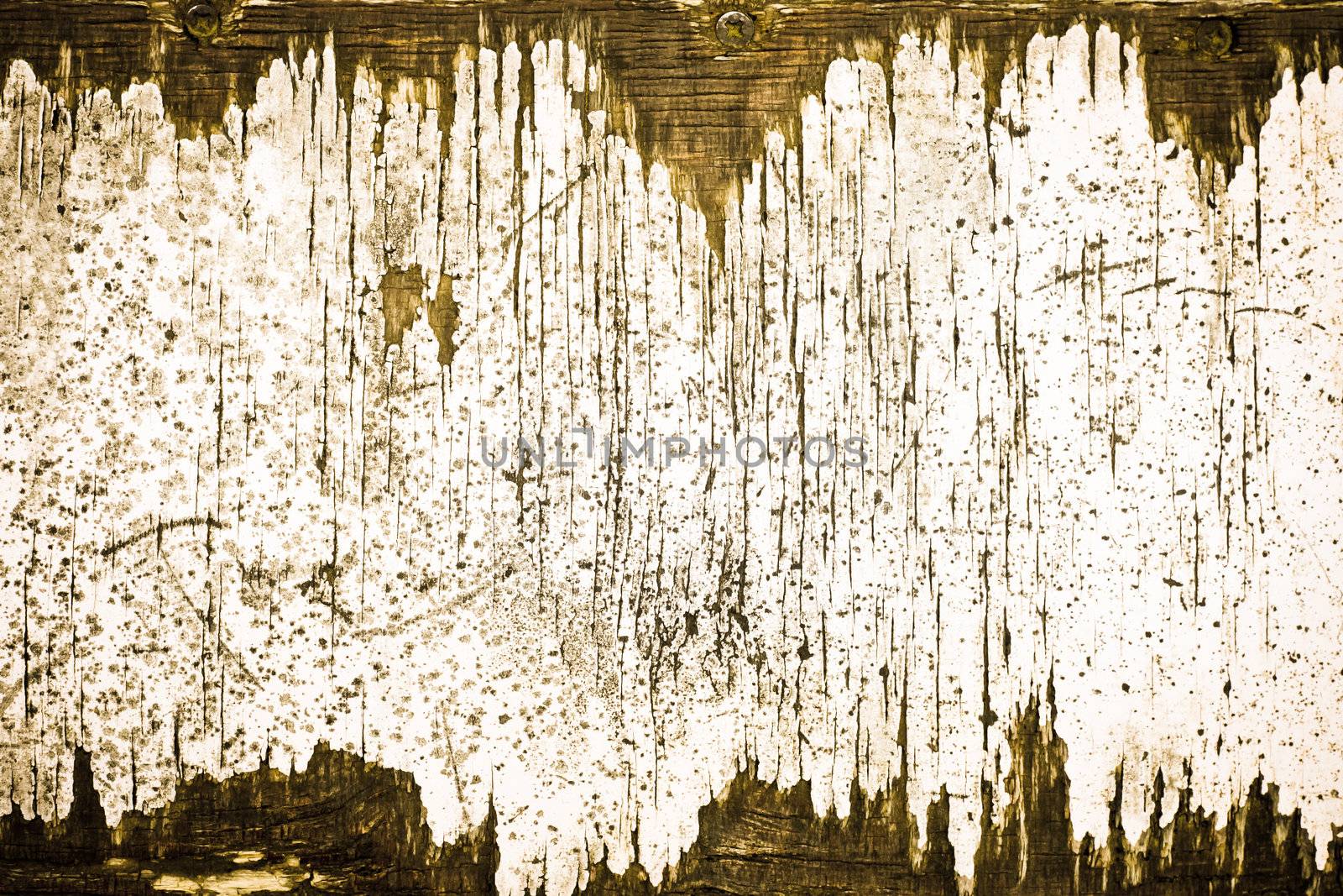 An interesting pattern of peeling paint on old wood