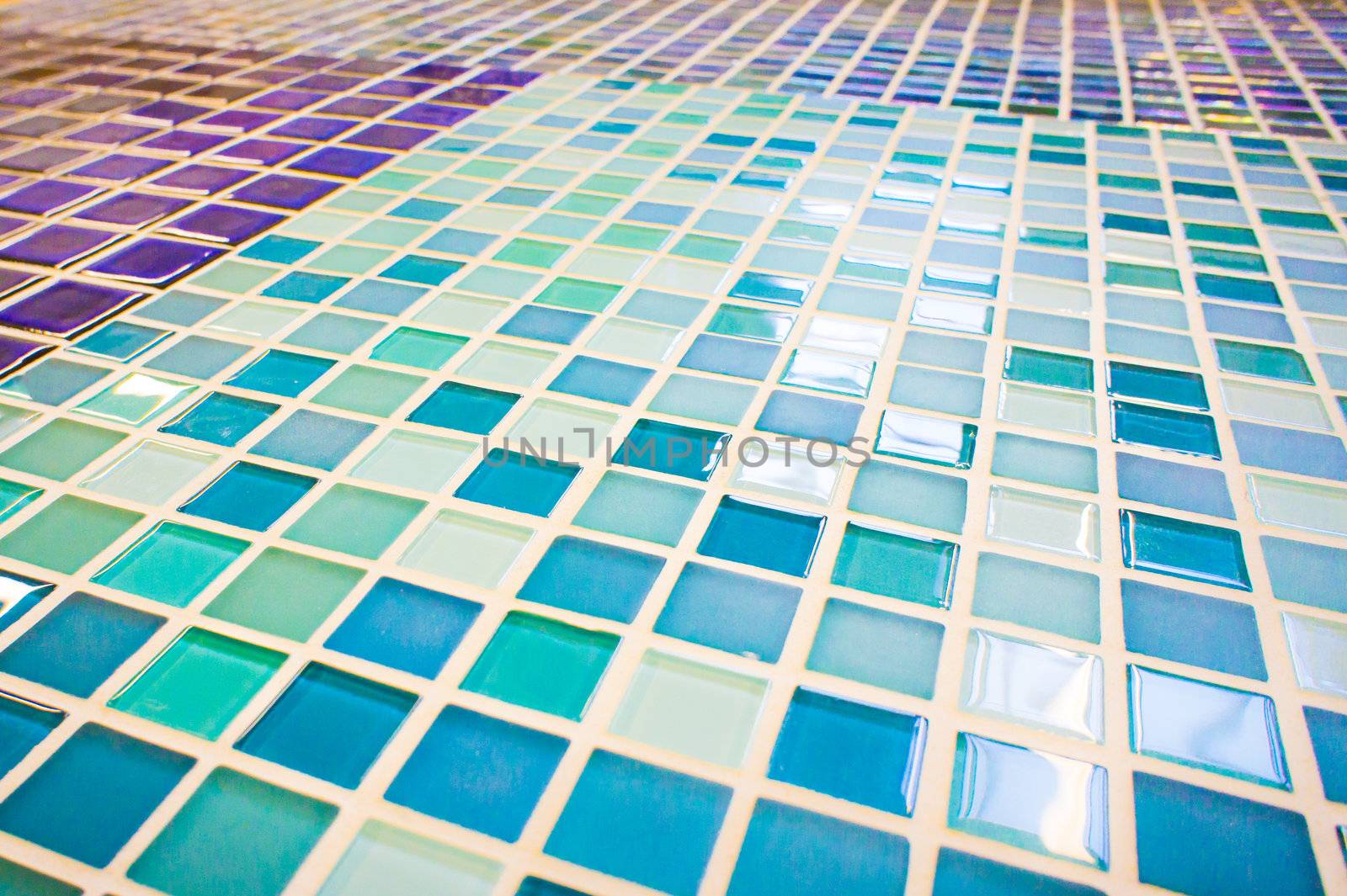 Nice pattern of modern mosaic tiles in shades of blue