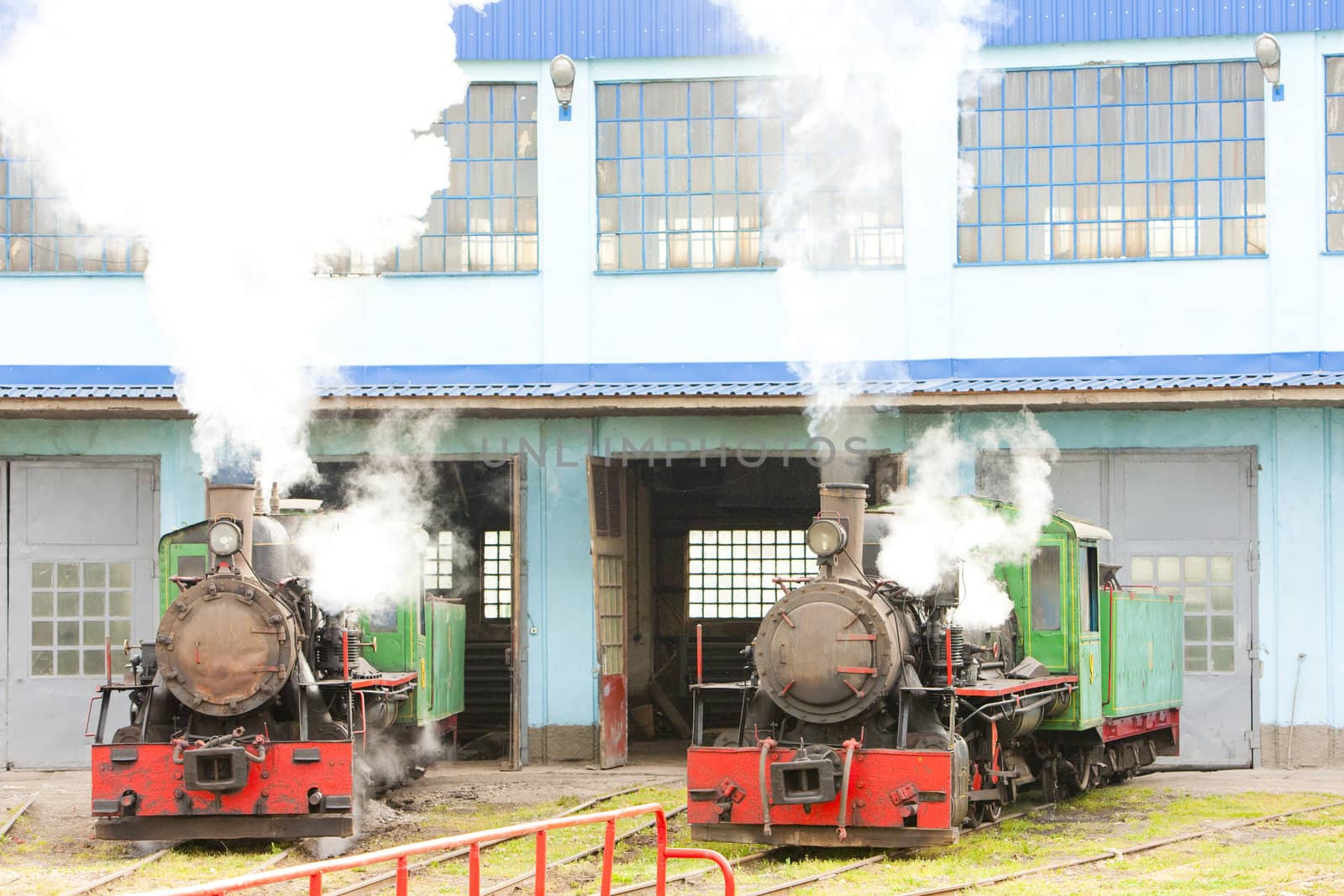steam locomotives in depot, Kostolac, Serbia