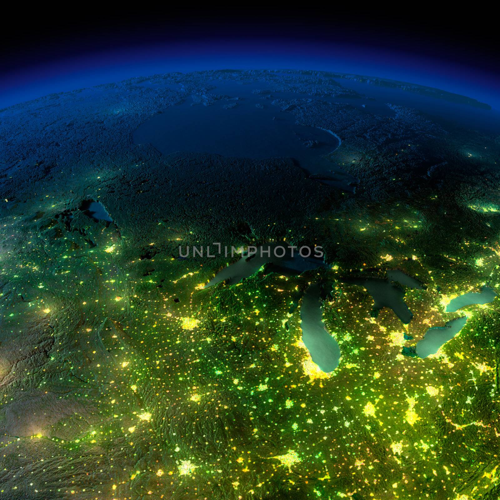 Night Earth. A piece of America - the northern U.S. states by Antartis