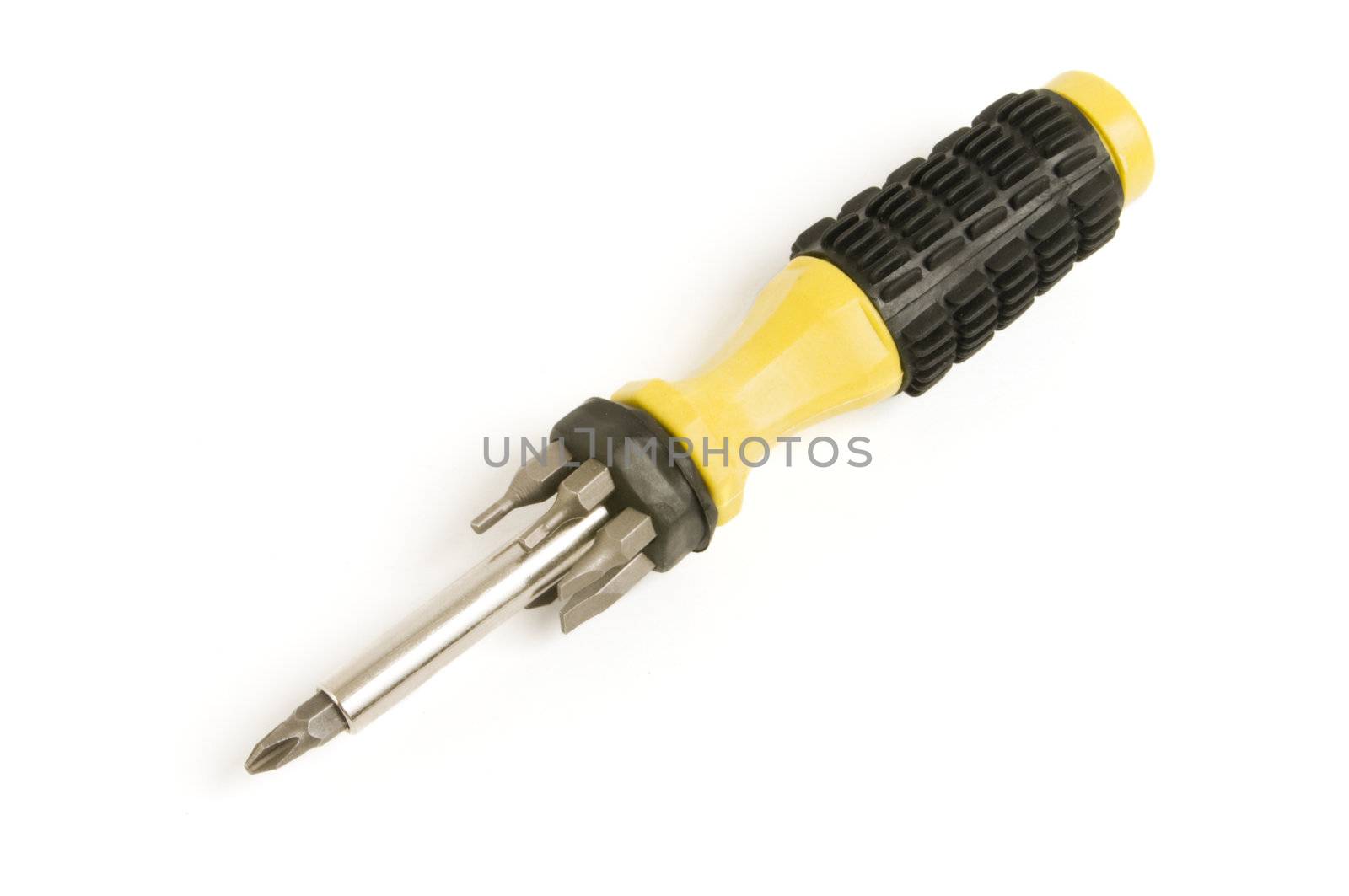 Multiple head screwdriver isolated on white background