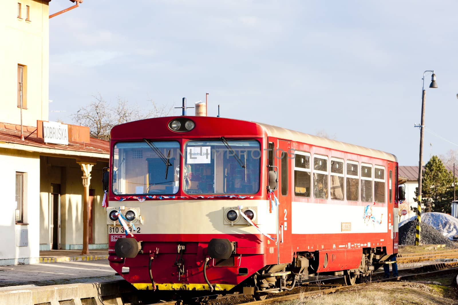 engine carriage at railway station of Dobruska, Czech Republic